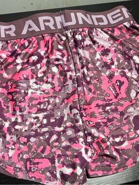Under Armour Plum and Pink Logo Elastic Waistband Shorts